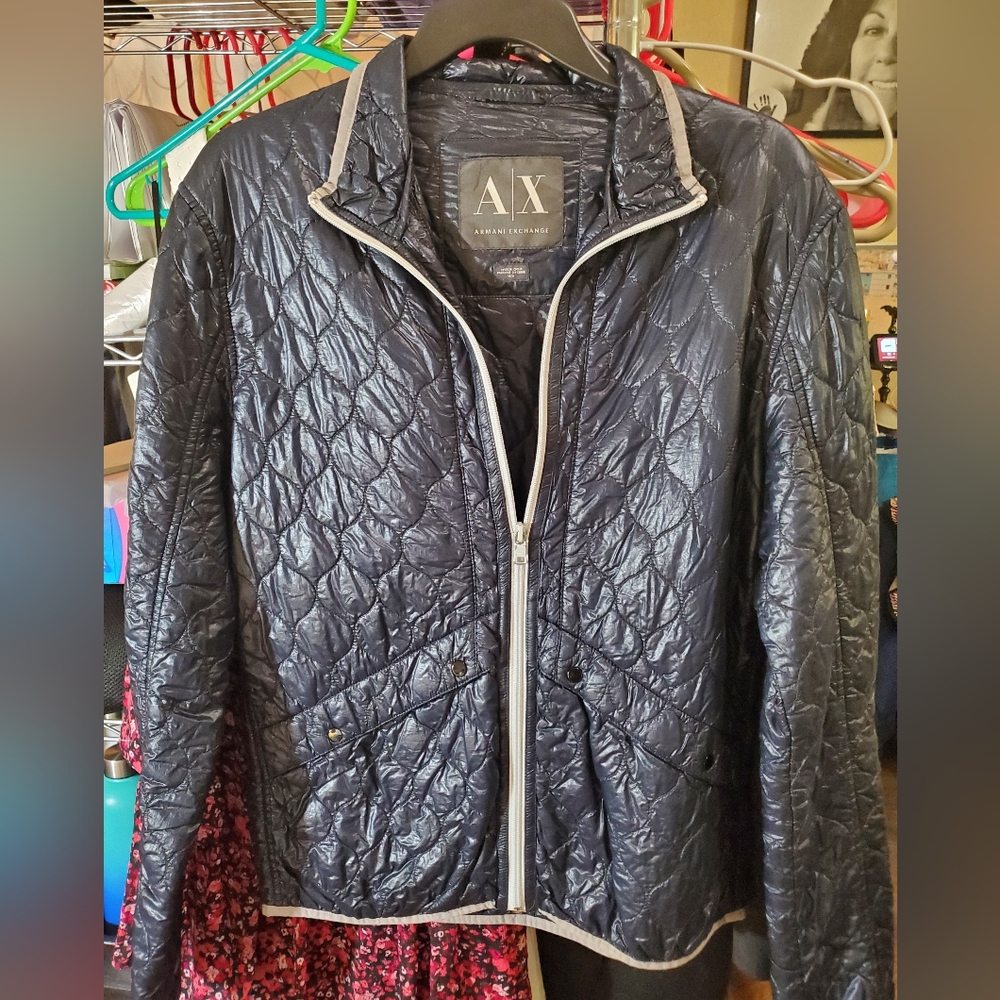 Armani exchange lightweight jacket wind breaker navy blue size medium